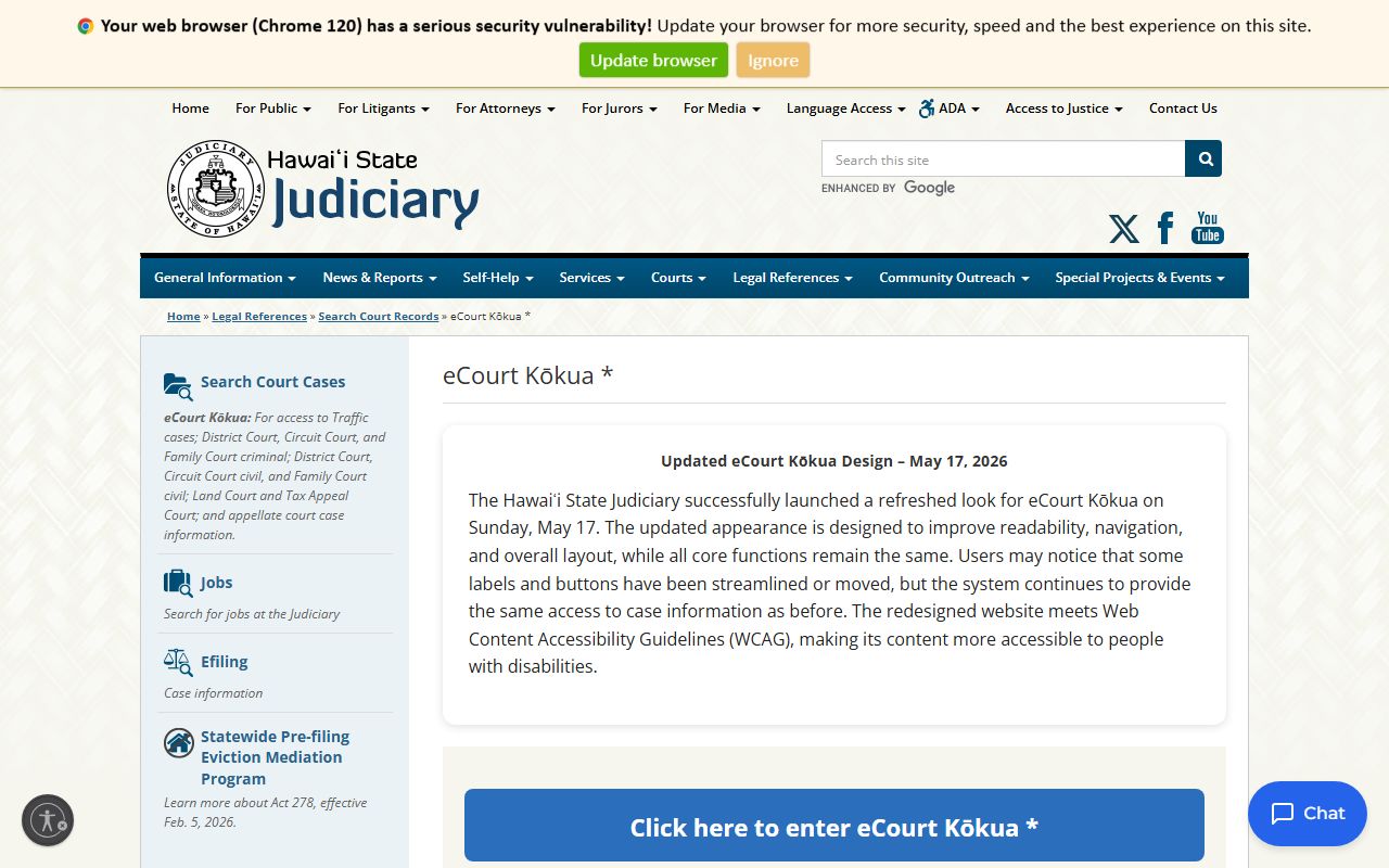 Kalawao County court records after jail arrest eCourt Kokua access